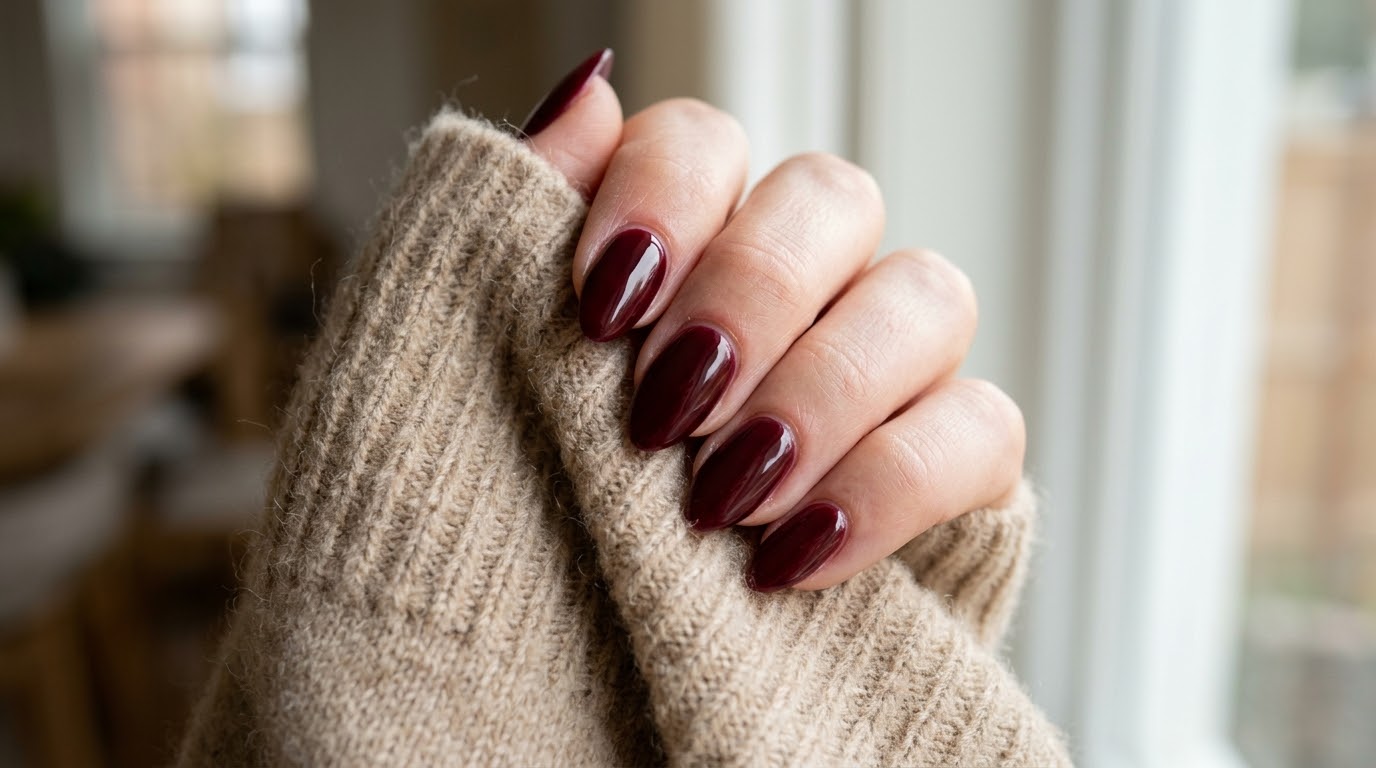 uñas color burdeos